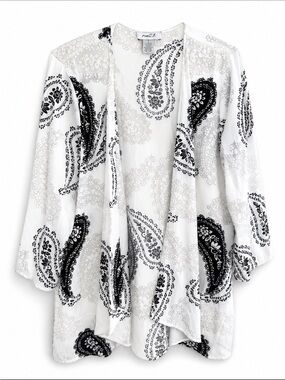Ania A Velvet Burnout Silk Kimono Top Cardigan Womens Large Asian Artsy Boho